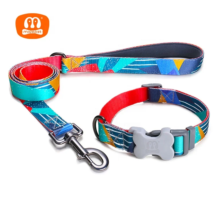 

Midepet new design pet products dog leash portable personalized Pet Collars & Leashes dog collar and leash set, Customized color