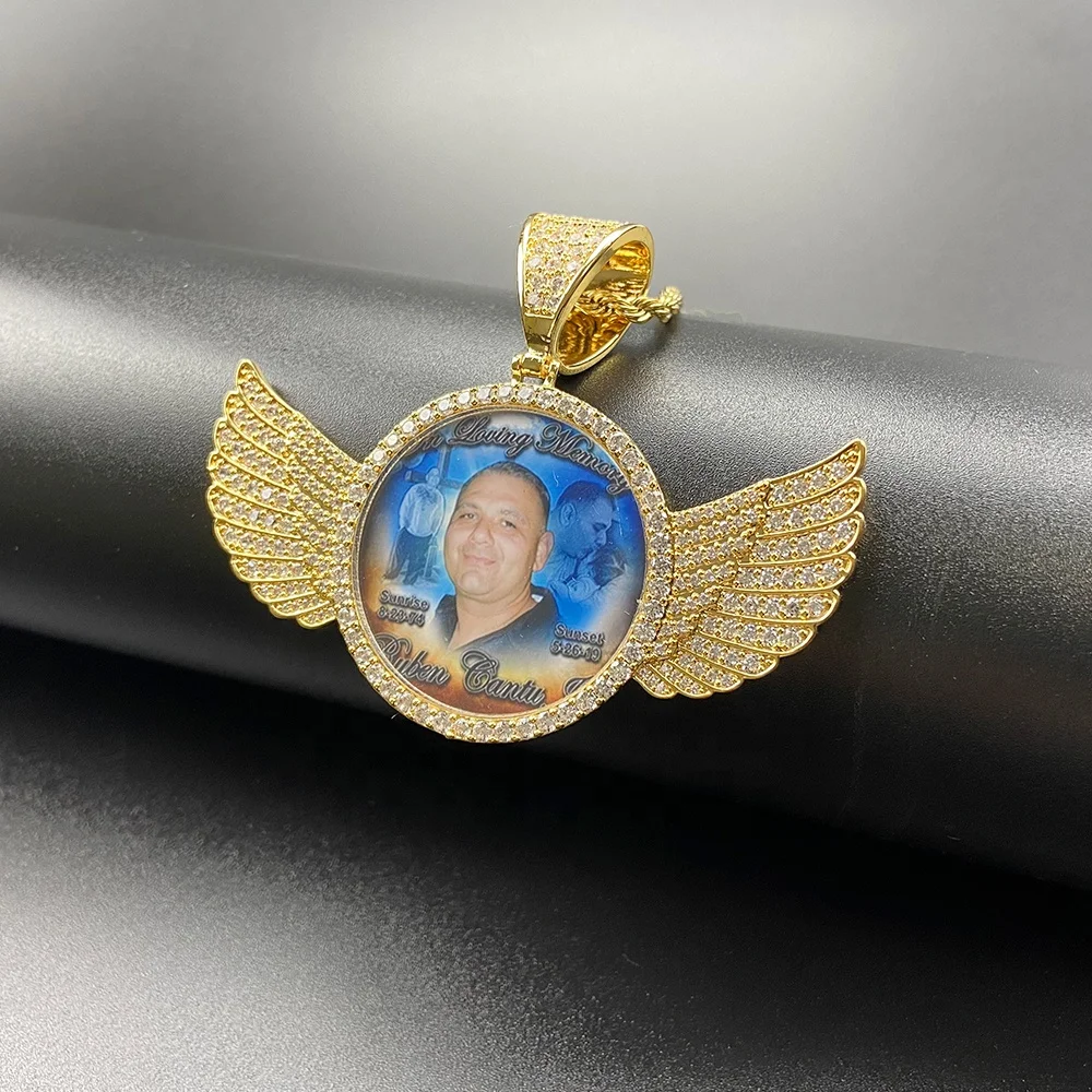 

Stainless Steel Gold Plated Jewelry Diamond Name Necklace Personalised Picture Pendant Custom Photo Necklace