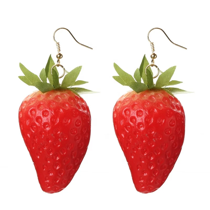 

Summer Red Fruit Strawberry Dangle Earrings Fashion Jewelry Women Cute Romantic Earrings, Picture shows