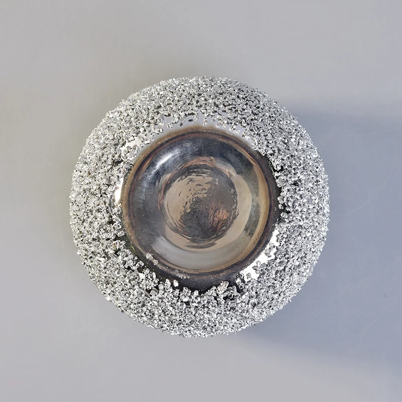 Silver Sandy Glass Ball Glass Candle Holders Home Decor