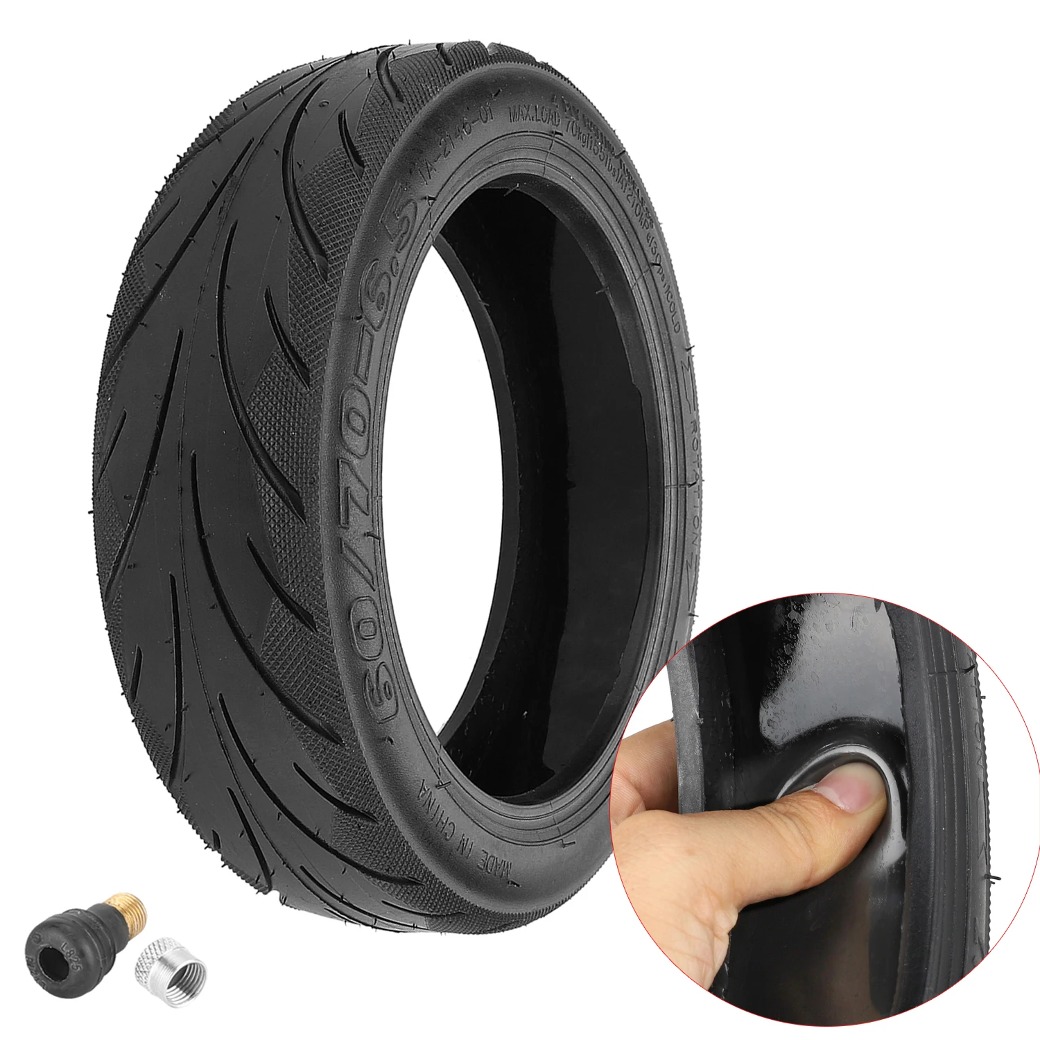 

10 Inch Innova 60/70-6.5 Self-healing Run-Flat Tire/Puncture proof Tyre with Valve for Ninebot Max G30 E Scooter, Black