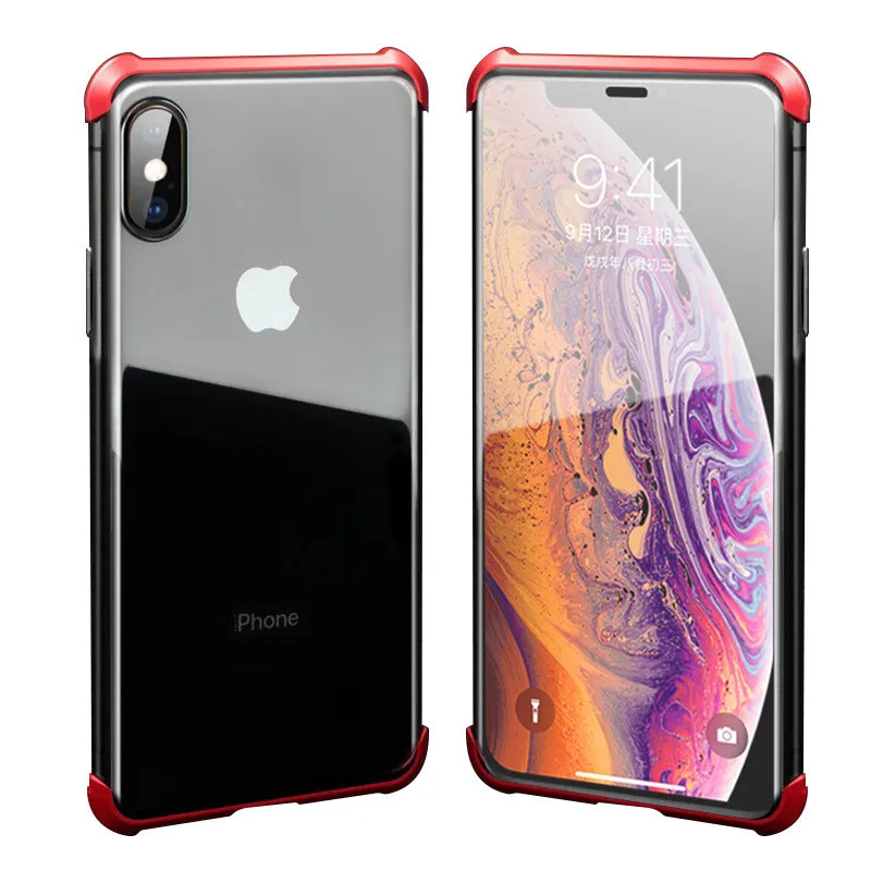 

2019 New Borderless Strong Magnetic Adsorption Frameless Double-side Tempered Glass Protective Case For iPhone Phone Case, Black;white;red;blue;gold