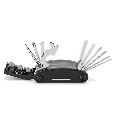 

15 in 1 Metal Steel Multi-function Usage Repair Kit Set Bicycle Multi Tool, Black