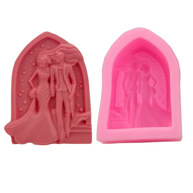

2020 Bride and groom shaped liquid silicone fondant cake mold, Random