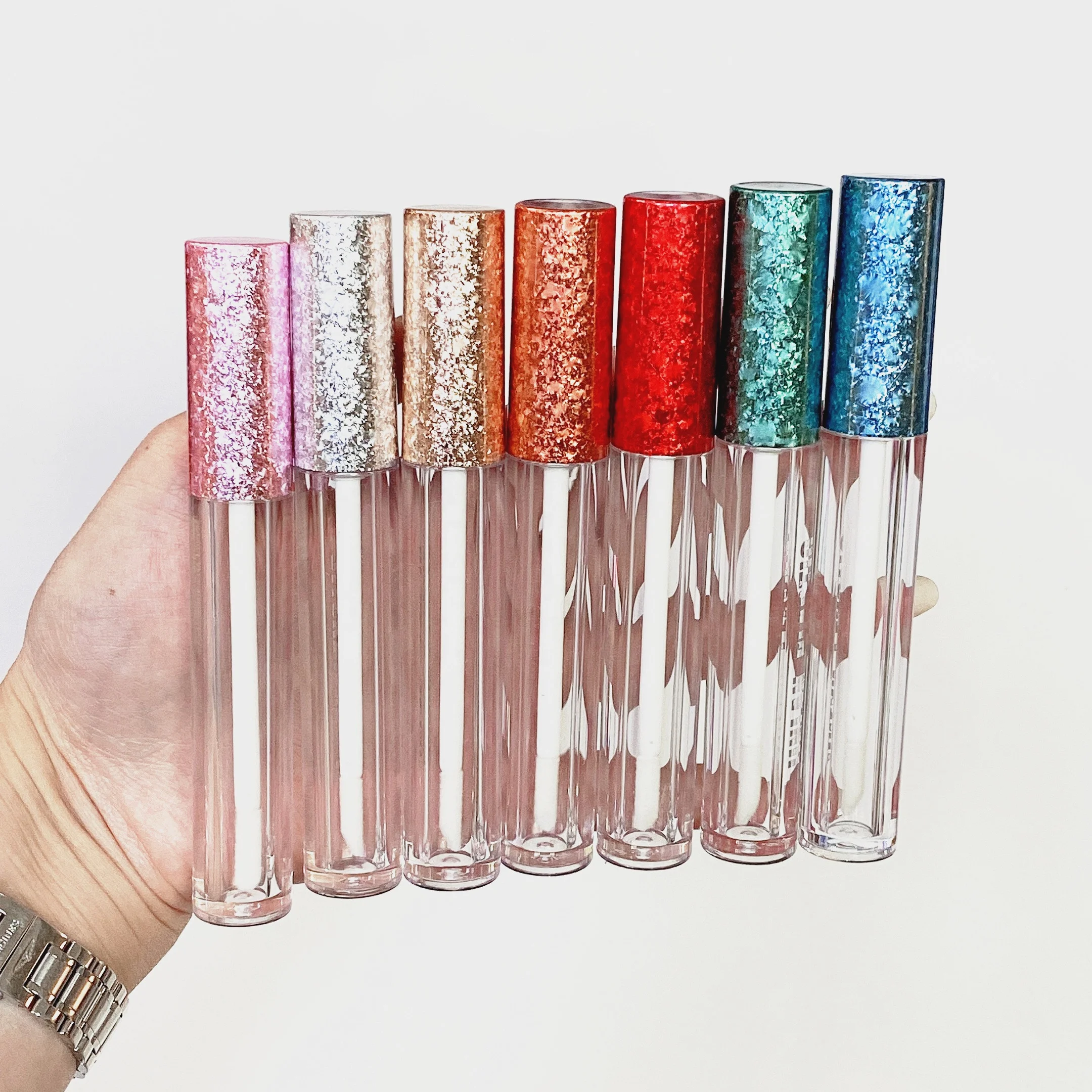 

3 15 ml Wholesale Unique Rose Gold Lip Gloss Wand Tubes Pink Private Label