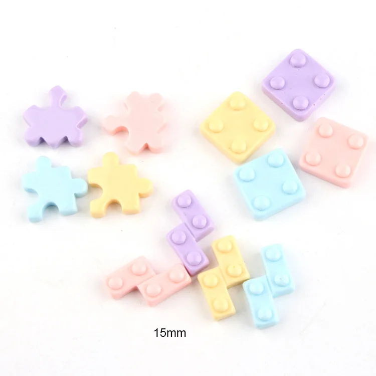 

yiwu wintop bulk stock new colorful jigsaw puzzle tetris game design resin cabochons for diy