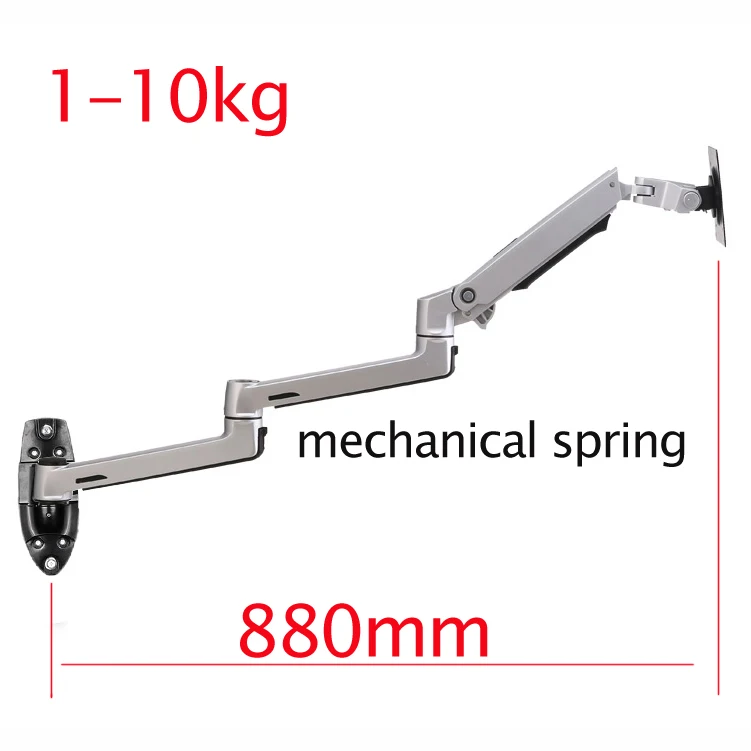 DL-8012W+1 17-32" Mechanical spring aluminum steel lcd monitor mount tv wall bracket mount long arm 840mm 1-10kg vesa 200x200
