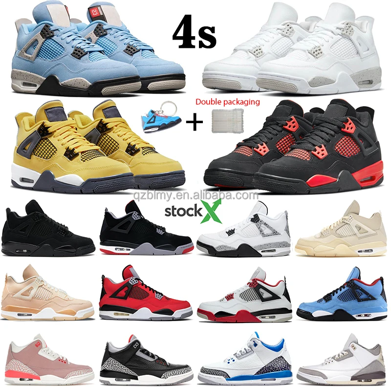 

new High Quality AJ 4 Basketball Shoes 4 Union university blue What The Black Cement Men Women Sneakers Bred Sports Trainer