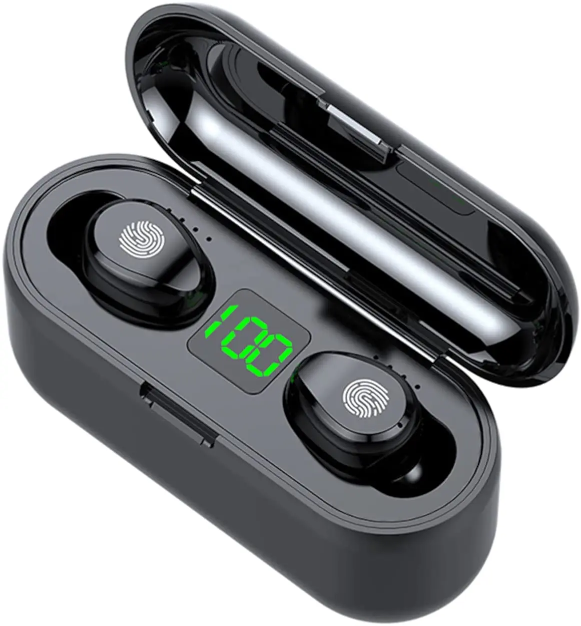 

F9 BT 5.0 TWS earphones headphones headsets Led earphone & headphone wireless earphon wireless earbuds, Black gray