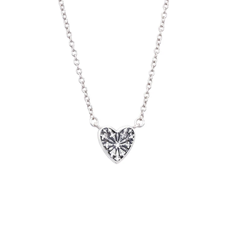 

Fashion sparkling charming heart jewelry sparkling diamond necklaces men, Silver color