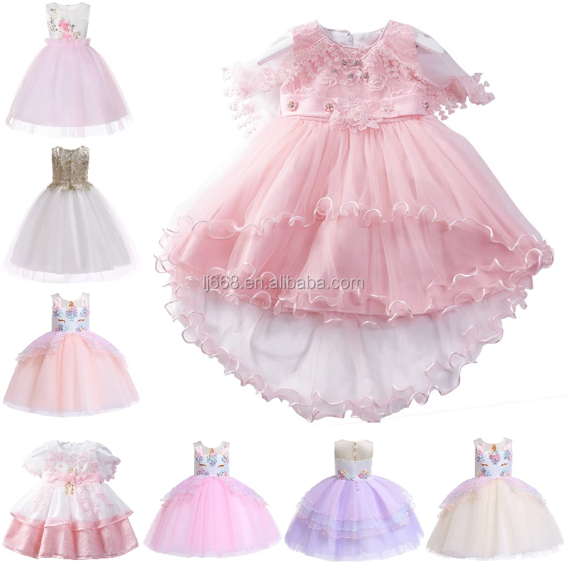 

2020 Latest Designs Hot Sale Lace Birthday Flower Party Children Clothes Wedding Princess Little Kids Clothing Girls Dress