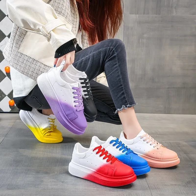 

New women's shoes spring and summer thick-soled sports shoes wild two-color mix and match trend casual shoes Women's footwear