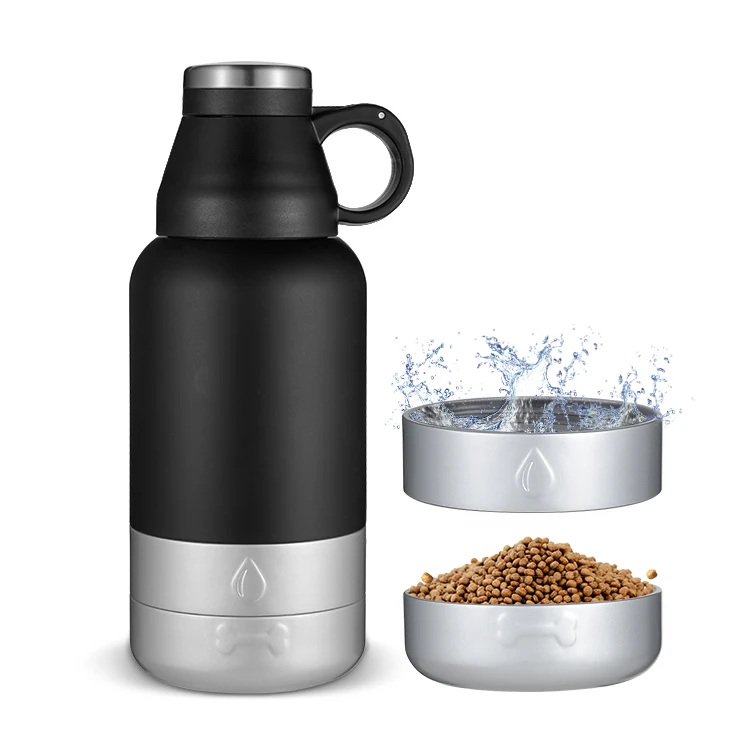 

Custom color Pet Double Wall stainless steel Leak Proof Sports Outdoor Water Bottle with detachable 304 stainless steel bowls, Customized color