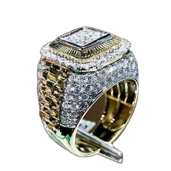 

Europe and America hip hop ring men's fashion brand street dance ring diamond ring hot selling jewelry