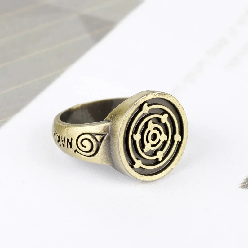 

I YOU WIN Jewelry 2021 New Fashion Retro 6#-12# Alloy Sharingan Konoha Logo Anime Naruto Ring