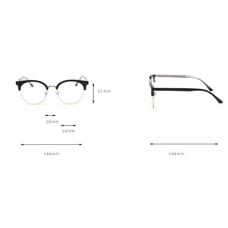 

High Quality Fashion TR90 Semi-metallic frame Eyeglasses round Frames Optics Protect the students eyes spectacle frames