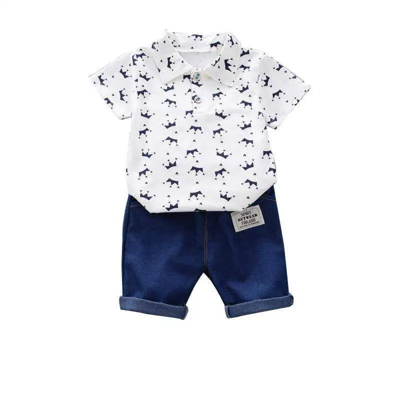

Baby clothes children's t-shirt Korean style crown short sleeve suit