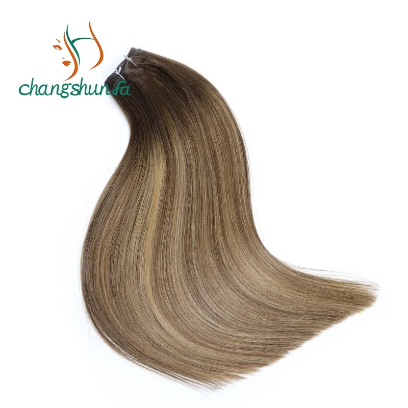 

High Quality Double Drawn Balayage Real Russian Remy Human Sew in Weave Double Weft Hair Extensions