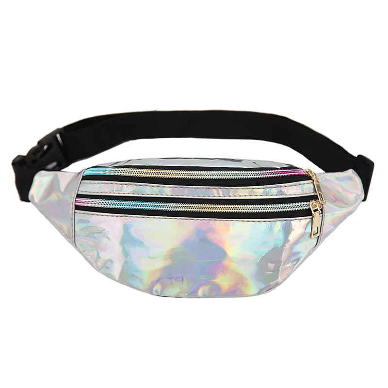 

2021 Hot sale funny bag reflective personalized shiny women men bag multicolor cool fashion creative messenger waist bag, 8 colors