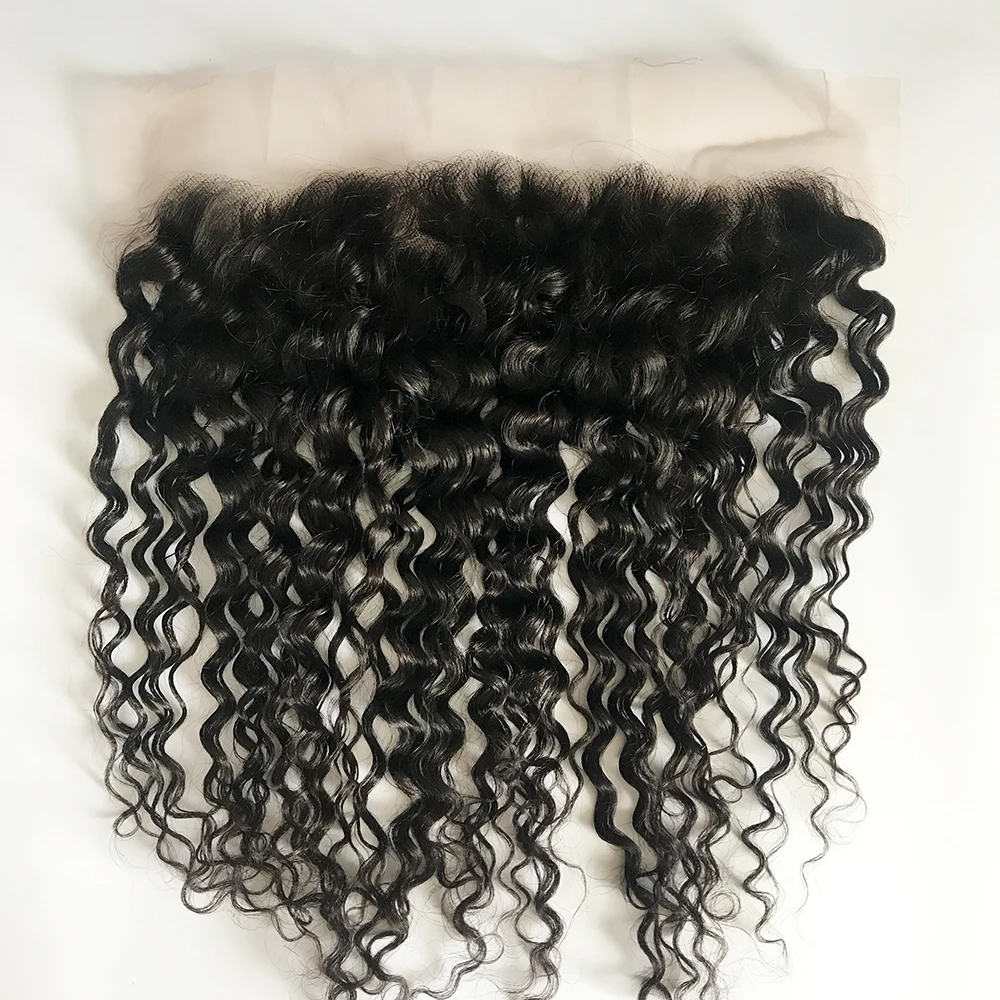 

Transparent Lace Frontal 13x4 with Baby Hair Pre Plucked Swiss Lace Frontal deep curly, Natural color