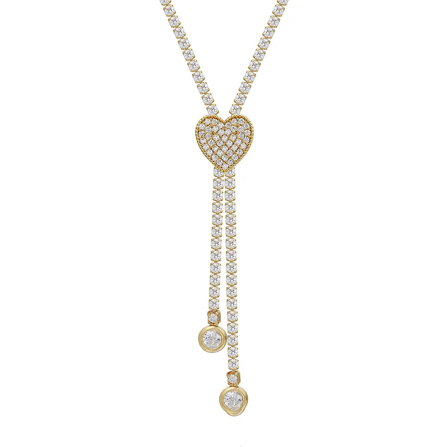 

YMnecklace-01108 xuping jewelry Royal Luxury Fashion 14K Gold Plated Full Diamond Heart-shaped Wedding Necklace