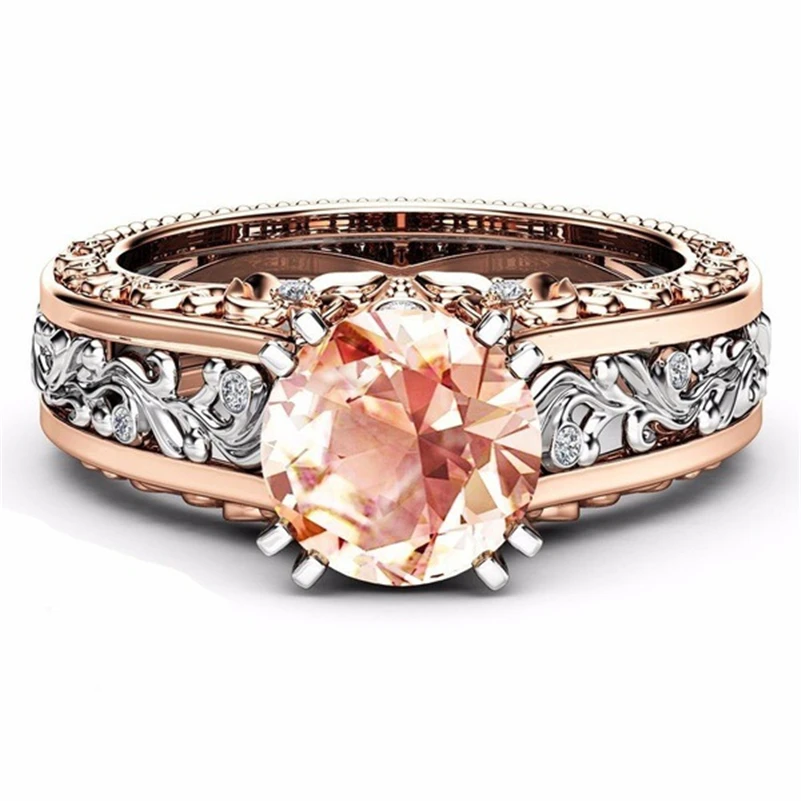 

Diamond Ring Peridot Style Women's Big Ring Color Separation Diamond Gemstone Jewelry Anillos Rose Gold 925 Silver De Female 14K