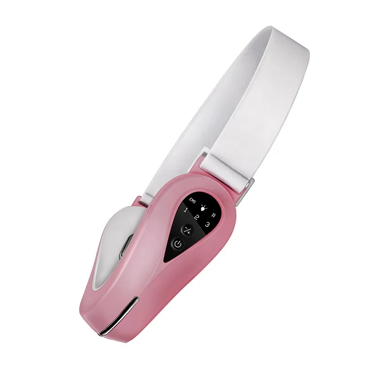 

OEM/ODM EMS Micro-Current Face Lifting Device Led Photon Therapy Vibration Facial Massager Double Chin V-Line Lifting Device, White/pink