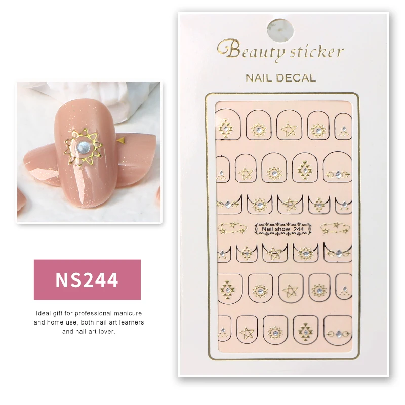 

Stars and moons nail art 2021 stickers & Nail decals 3D metallic gold and black color, Colorful