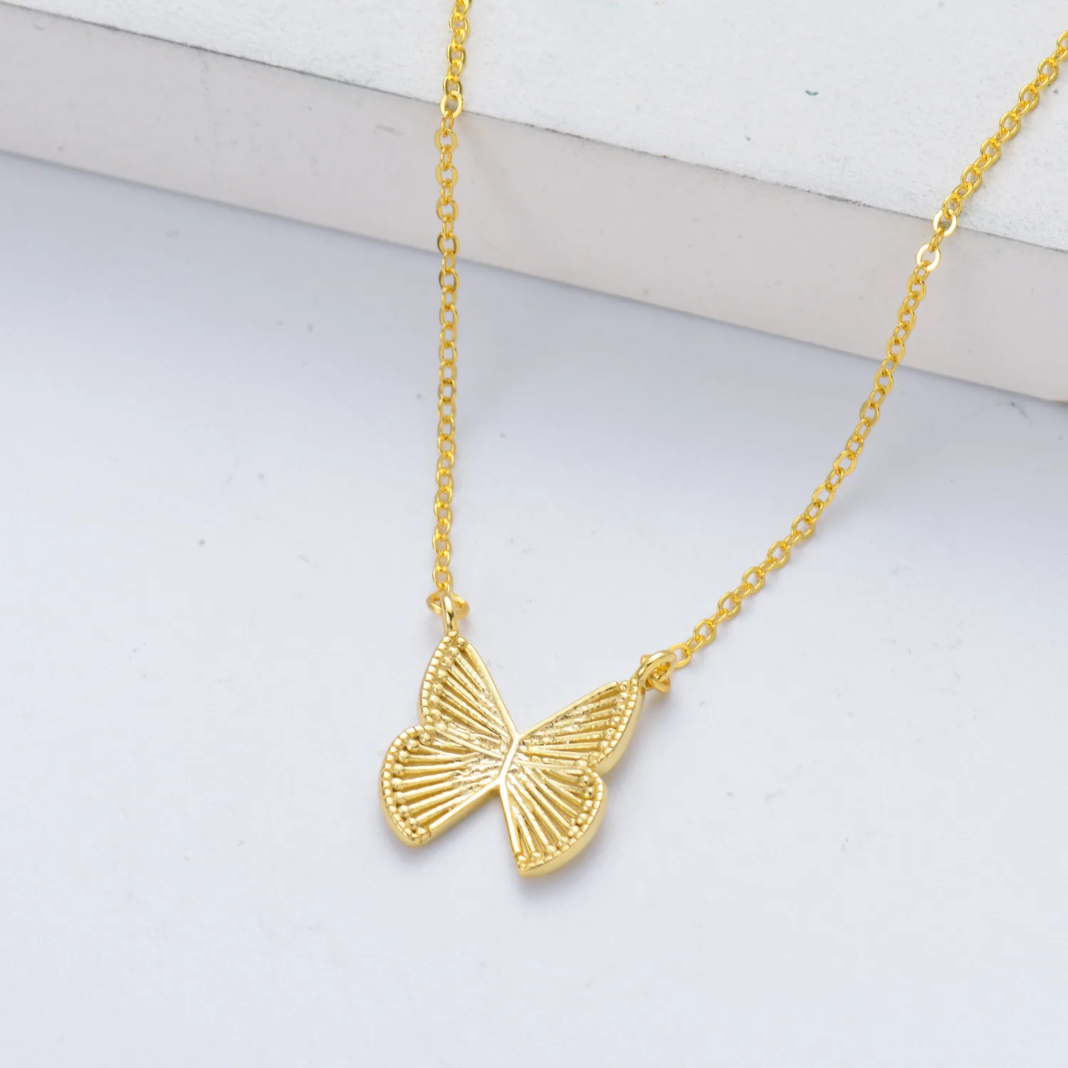 women gold plated silver butterfly necklace 925 sterling wedding jewelry