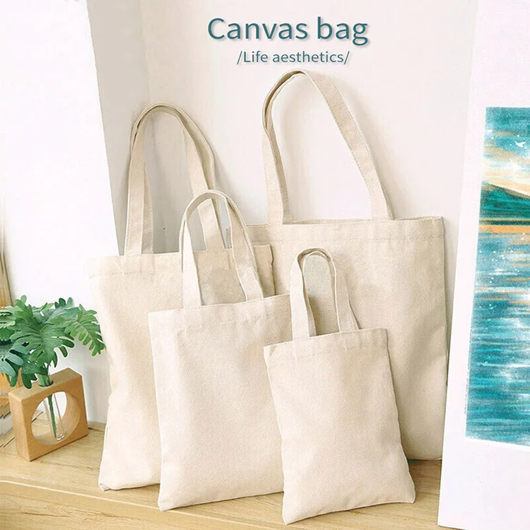

YASEN Custom Logo White Canvas Shopping Bags Eco Reusable Shoulder Bag Large Capacity Cotton Fabric Tote Bag For Women Shopping