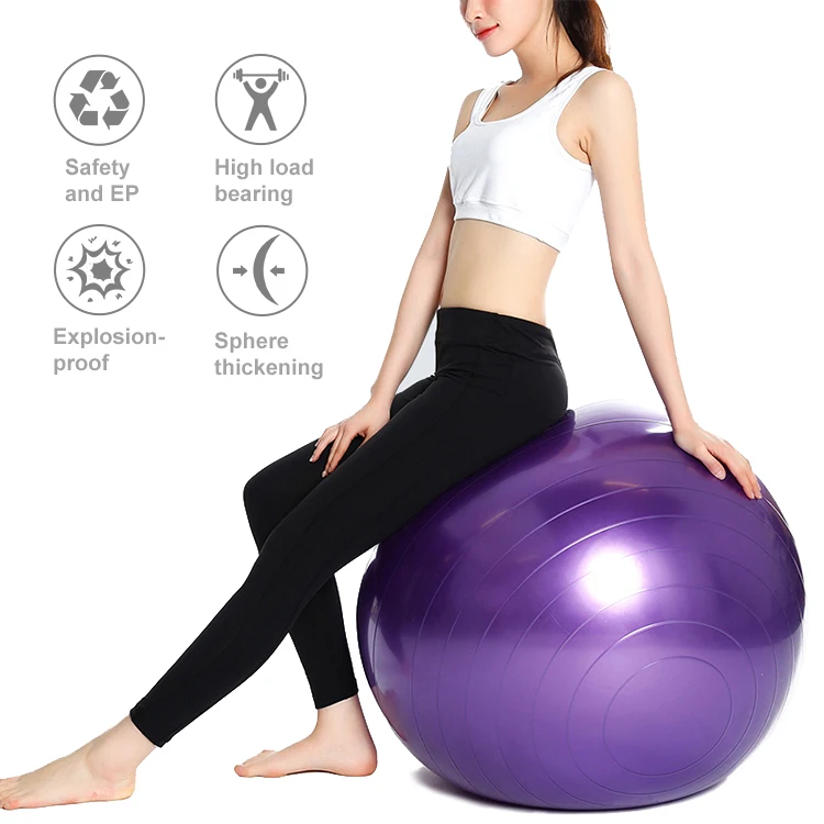 

Gym equipment fitness new design 65cm pvc exercise yoga ball, Purple/sliver/pink/red/blue