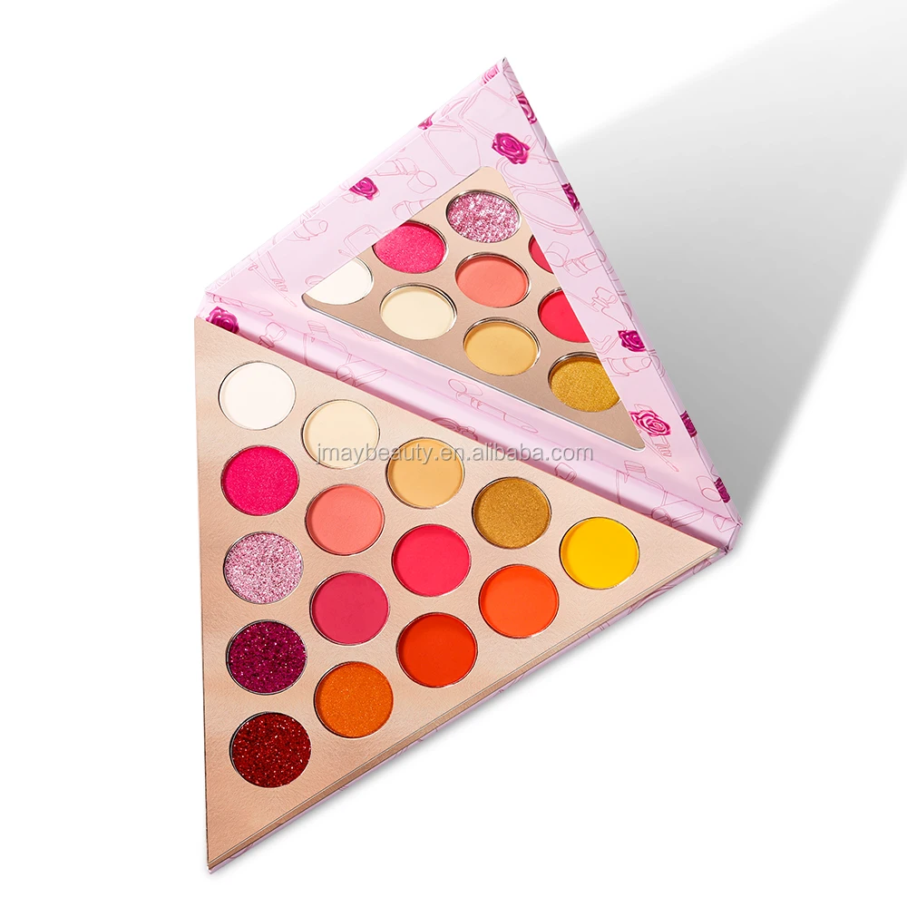 

New Products 2020 Unique Packaging 15 Color Triangle Shimmer Matte Makeup Eyeshadow Palette, 15 colors