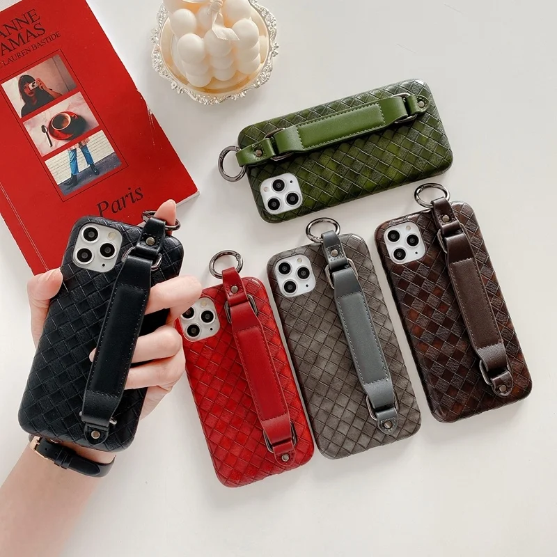 

Hand-made Leather Hand Strap Weave Texture Phone Case for iphone 7/8x/11/12/12pro