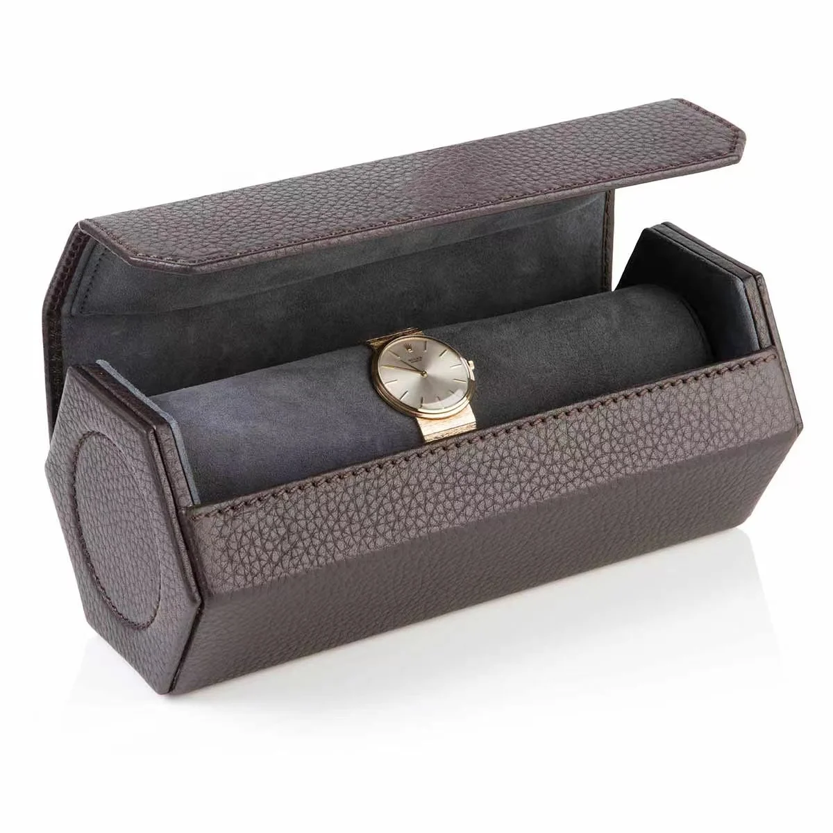 

Guangzhou Manufacturer Wholesale PU Leather High Quality Travel Watch Roll Case Box for 3 Watches, Customized