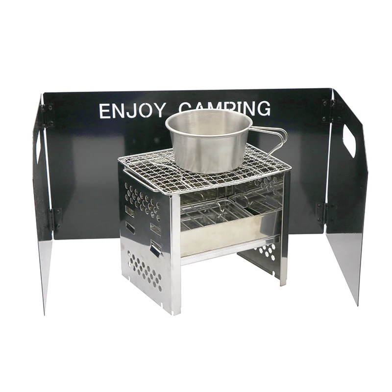 

Outdoor Aluminum Foldable gas bbq Stove WindShield Wind Camping Cooking Burner Screen Windproof