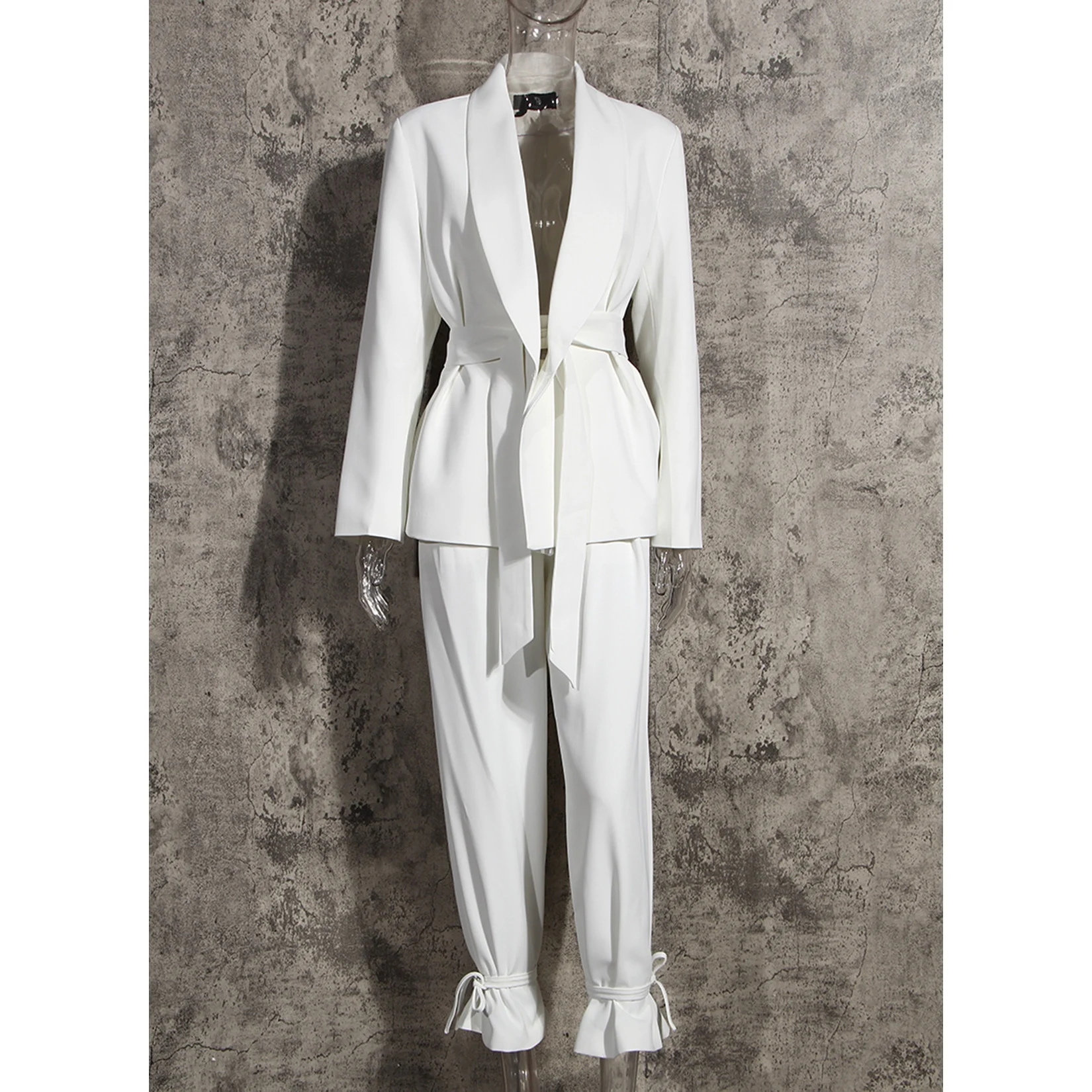 

2022 Spring Two Piece Detachable Striped Stretch Blazer Set Woman Blazer Jacket Women Sets Two Piece Blazer Set, White
