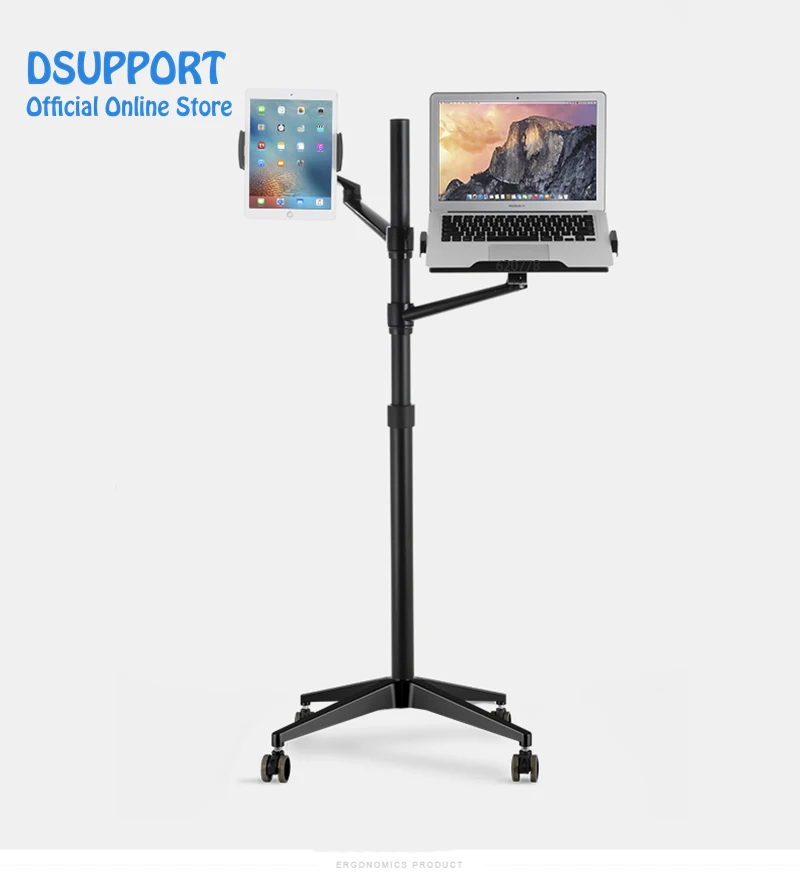 

new UP-9L Full rotation 3 in 1 Mobile+Tablet PC Holder+Laptop Stand Holder Dual Arm Office floor stand Lapdesk Bracket UP-9LN, Siliver /black