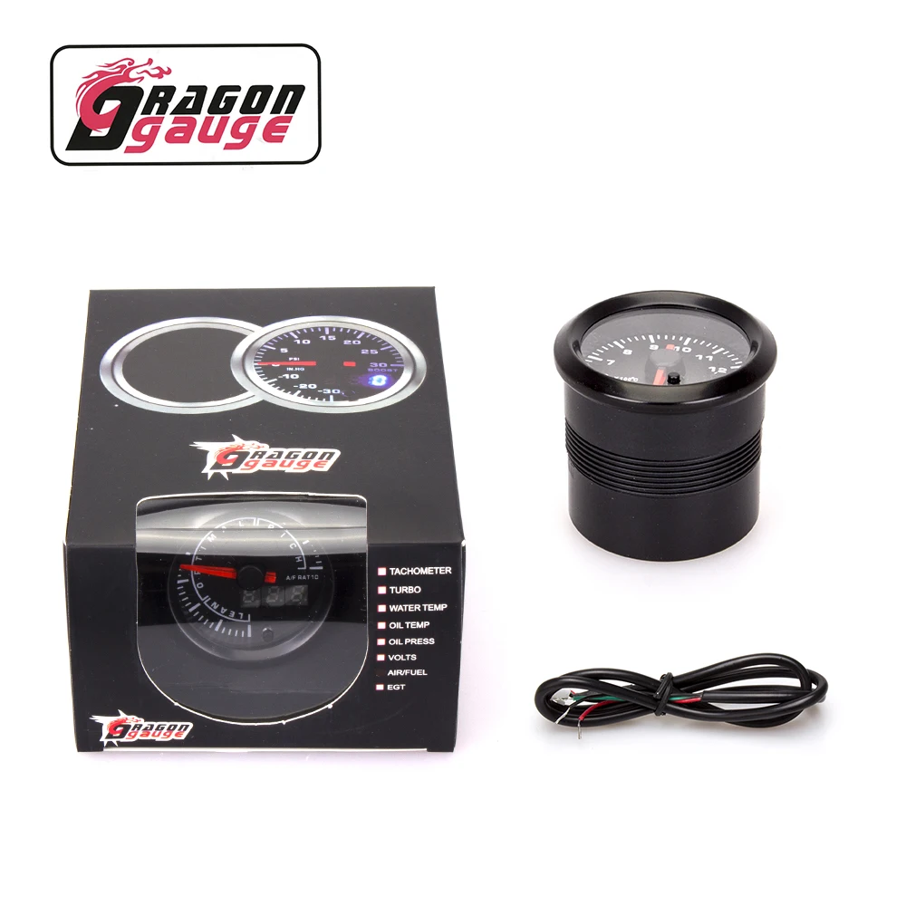 Dragon Gauge Dual View Digital 2'' 52mm Car Racing Acrylic Mirror Gauge