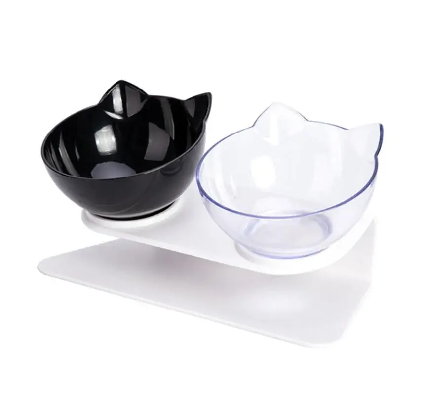 

Manufacturer direct sale Transparent double cat bowl, White