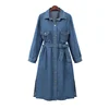 Large Size Women's Autumn Winter New Loose Split Long Casual Distressed Denim Jacket Coats