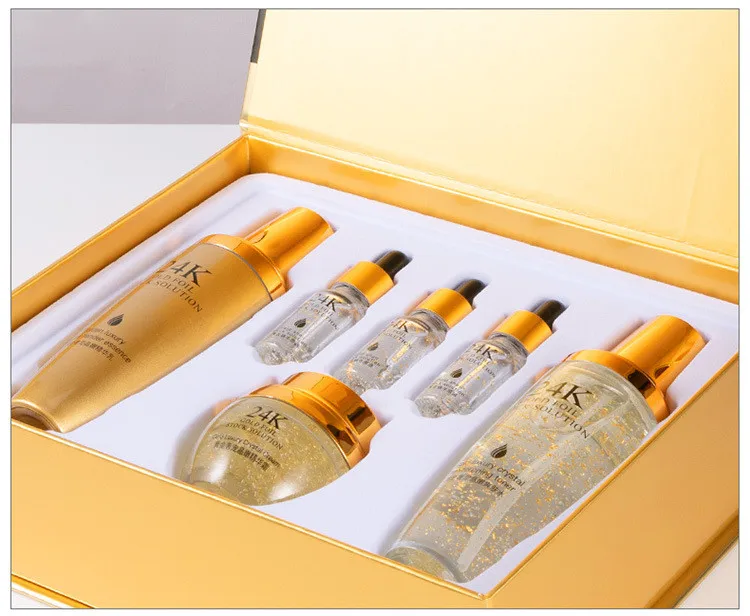 BINGJU cosmetic products 24k gold skin care anti aging brightening set oem private label skincare sets