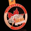 Custom fancy design maple leaf shape color painted half marathone medal