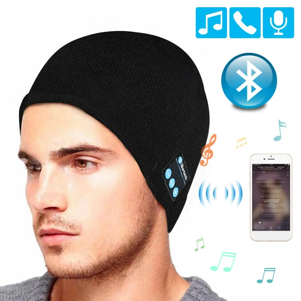 

Warm Wireless Hat Music Beanie Mini Wireless Speaker Receiver Audio Music Headset Headphone for phone