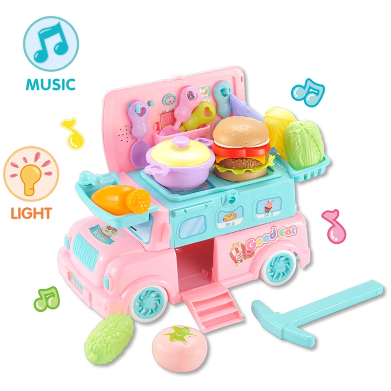 2020 New Children's Fun Food Diner Lighting and Music Kitchen Toy Set
