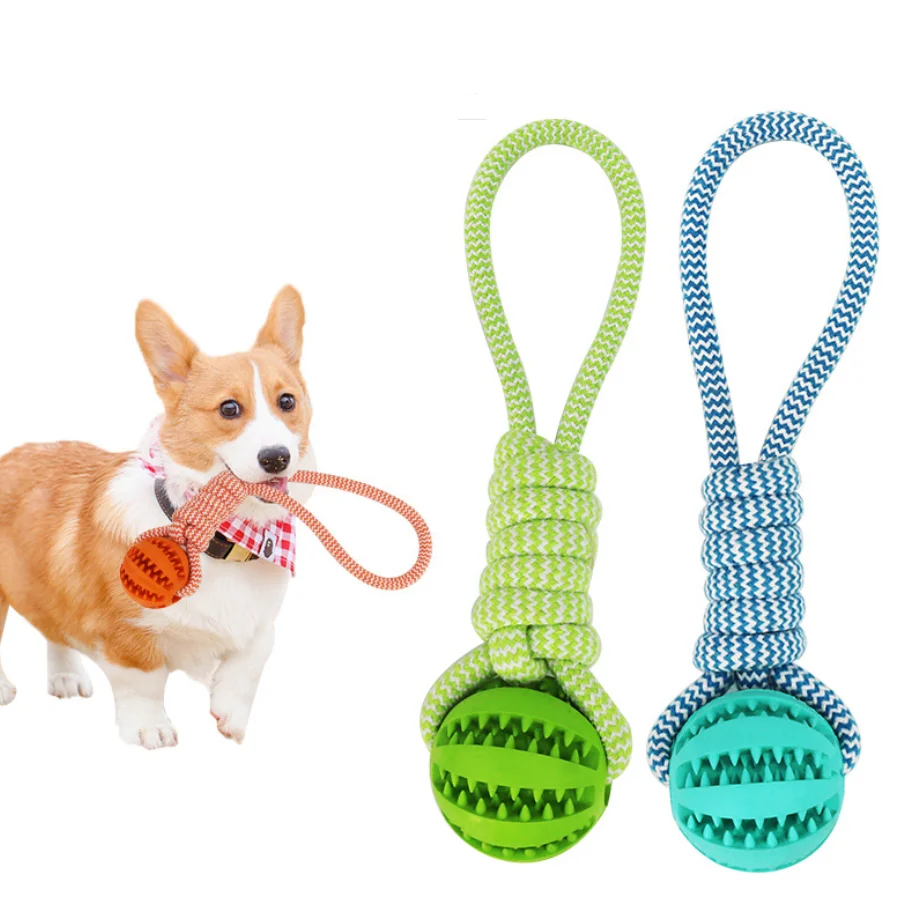 

New molar bite resistant chew ball dog toy interactive toy for dogs pet cotton rope tennis, Orange, blue, green