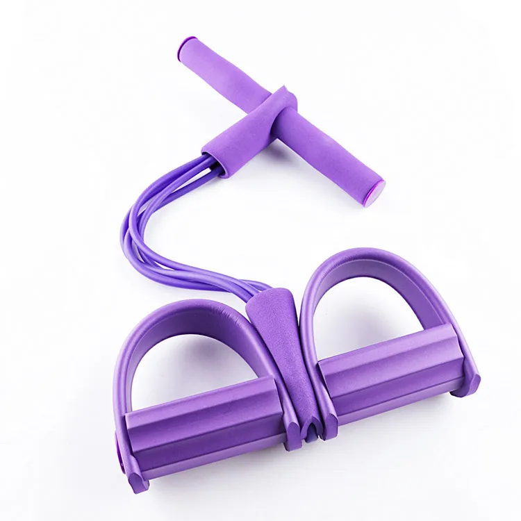 

Home Fitness Multifunction Leg Exerciser Elastic Training 4-Tubes Arm Stretching Pull Rope for Yoga Training, Blue, red, purple, pink