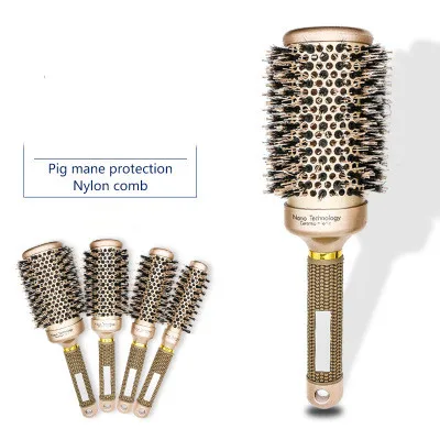 

VMAE Salon Hairdressing Styling Hair Beauty Tool 4 Sizes Aluminum Tube Ceramic Round Barrel Nylon Hair Brush Curling Hair Comb