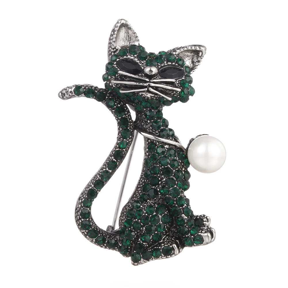 

Korean new designer popular cat brooch, personalized animal crystal brooch, alloy rhinestone party ladies brooch wholesale, Customer's requirments