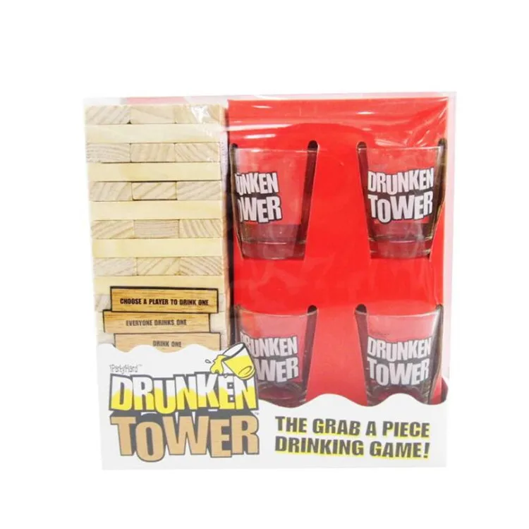 

Wooden drinking game party entertainment blocks puzzle toy wine glass game