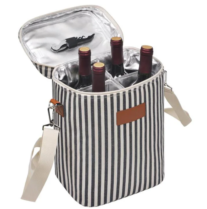 

4 Bottle Travel Padded Wine Carrying Cooler Bag with Handle and Adjustable Shoulder Strap Wine Carrier Tote bag, As show